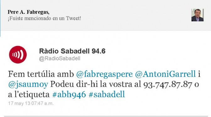 TERTÚLIA RADIO. Radio Sabadell. A Bona Hora (2013.05.17)
