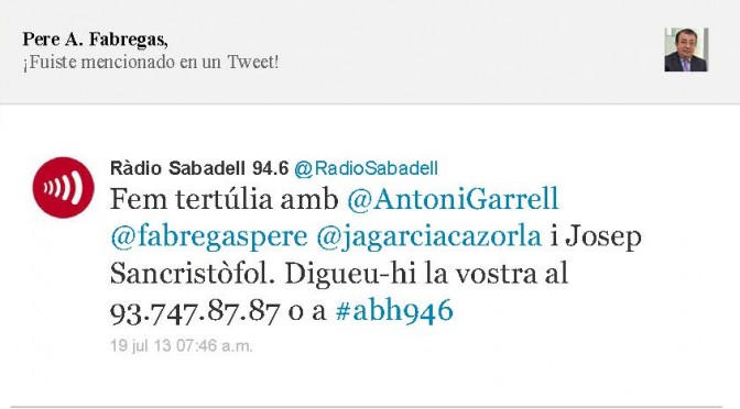 TERTÚLIA RADIO. Radio Sabadell. A Bona Hora (2013.07.19)