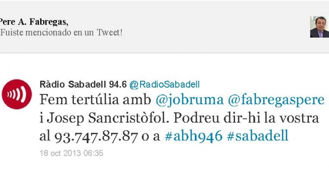 TERTÚLIA RADIO. Radio Sabadell. A Bona Hora (2013.10.18)