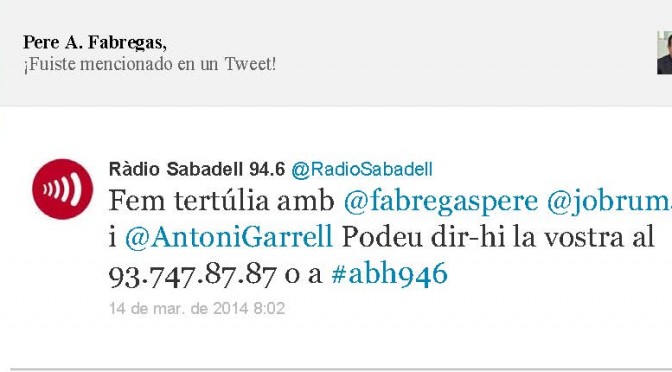 TERTÚLIA RADIO. Radio Sabadell. A Bona Hora (2014.03.14)