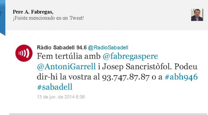 TERTÚLIA RADIO. Radio Sabadell. A Bona Hora (2014.06.13)