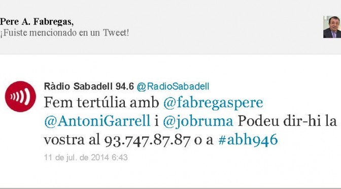 TERTÚLIA RADIO. Radio Sabadell. A Bona Hora (2014.07.11)