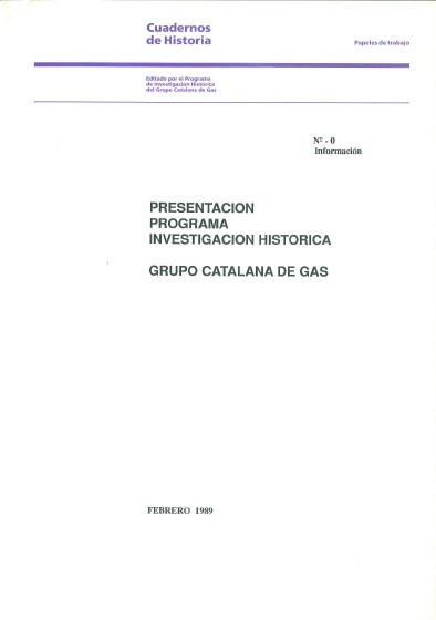 [ARTÍCULO REVISTA] Presentación Programa Investigación Histórica Catalana de Gas