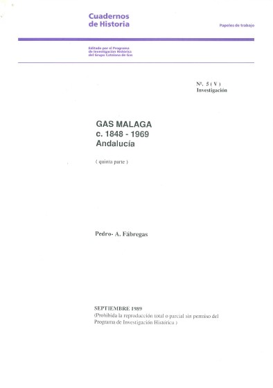 [ARTÍCULO REVISTA] Un planteamiento multinacional en el siglo XIX: 140 años de historia en la industria del gas en Málaga (quinta parte)
