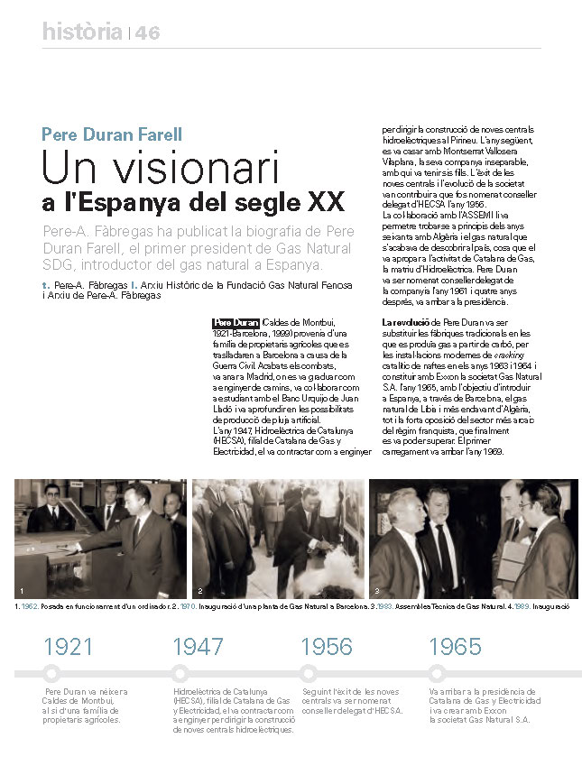 [ARTICLE REVISTA] Pere Duran Farell. Un visionari a l'Espanya del segle XX
